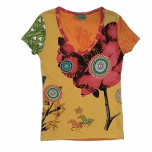Desigual Art To Wear metallic thread short sleeve